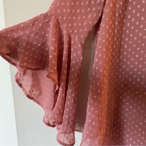 NWT BOG Band of the Free Bohemian Blouse Top Bell Sleeves V Neck Keyhole back XS - Picture 7 of 15